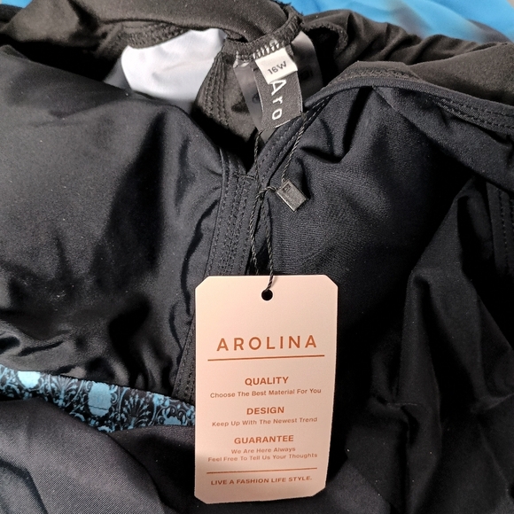 Womens 16W Plus Size Swimsuit Bathing Suit Modest Full Coverage Curvy Blue - Picture 6 of 10